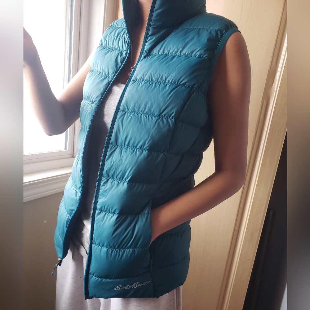 Eddie Bauer Women's Teal Puffer Vest XS 80% Down